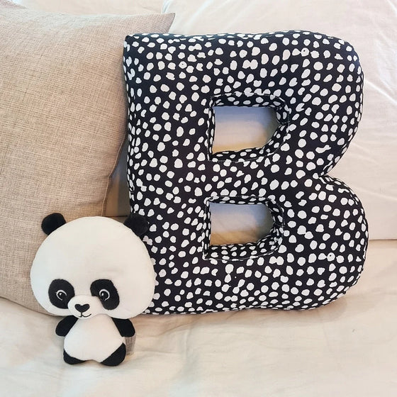 Initial Cushion | White on Black Spot