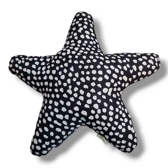Star Pillow | White on Black Spot