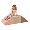 Velvet Cloud Soft Play steps, block and slide in a custom three-colour palette