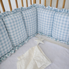 Quilted Frilled Cot Bumper | Aqua Check