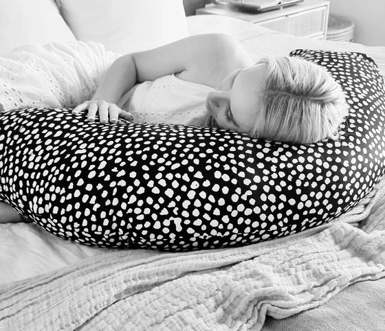 Preggy Pillow | White on Black Spot